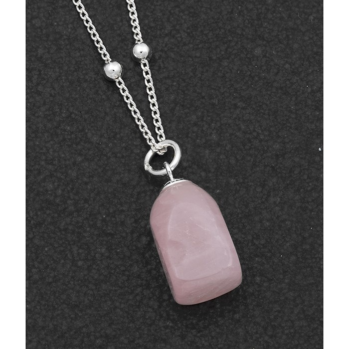 Silver Plated Rose Quartz Necklace