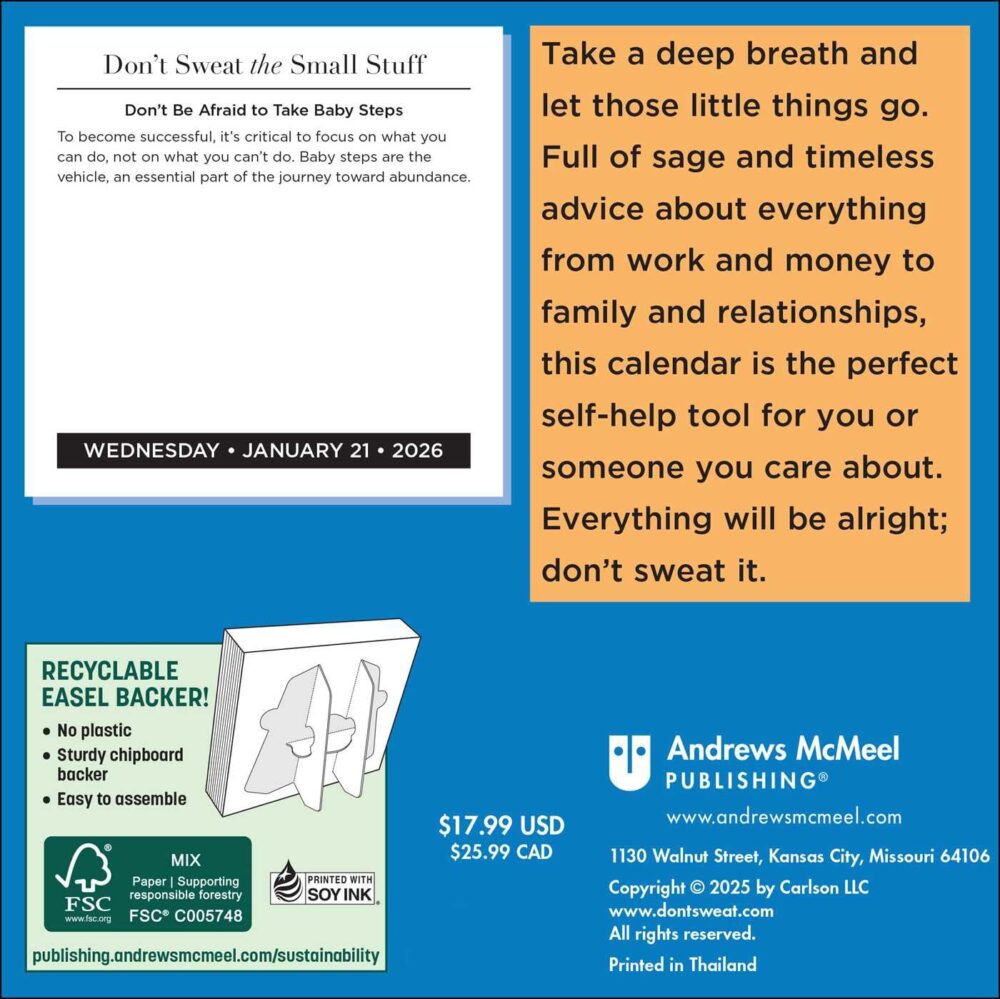 Dont Sweat The Small Stuff Desk Calendar 2026 - Image 2